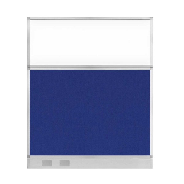 Hush Panel Configurable Cubicle Partition 5' x 6' Royal Blue Fabric Clear Window w/ Cable Channel